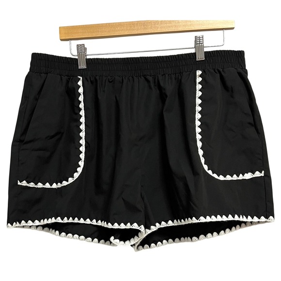 Pink Lily Tank Shorts Set Womens XL Black Crochet Trim Tie Strap Pockets Casual - Picture 11 of 11